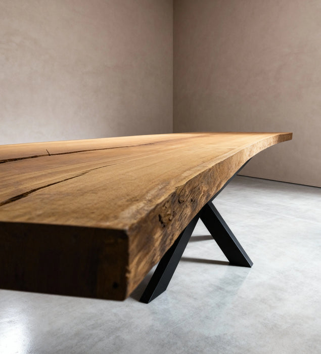 Boomstam eettafel Iroko 415 x 80 cm, foto 2
