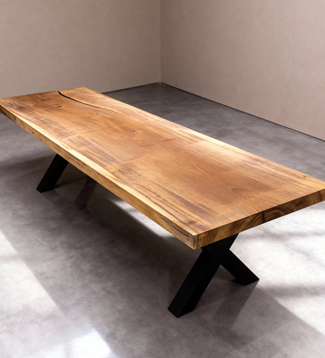 Boomstam eettafel Iroko 300 x 90 cm, foto 2