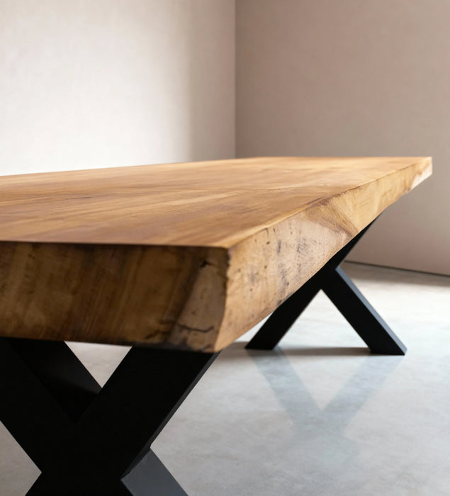 Boomstam eettafel Iroko 270 x 85 cm, foto 2