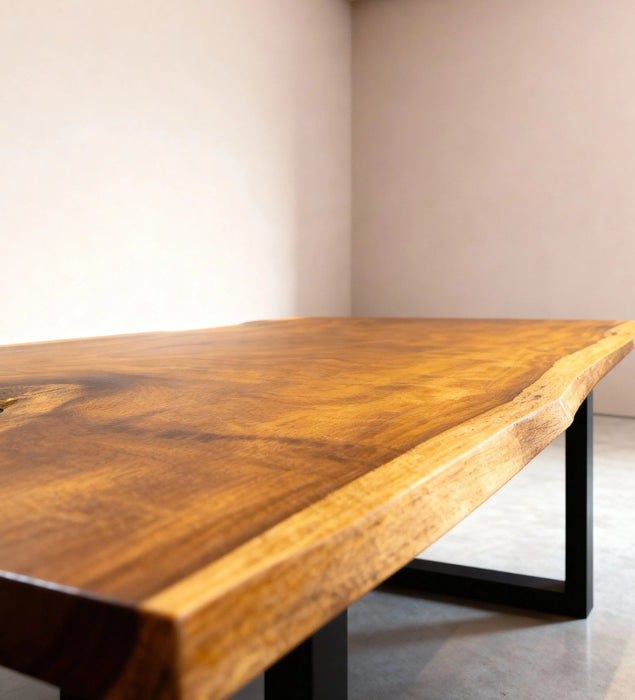 Boomstam eettafel Iroko 200 x 104 cm, foto 2