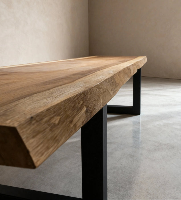 Boomstam eettafel Iroko 380 x 80 cm, foto 2