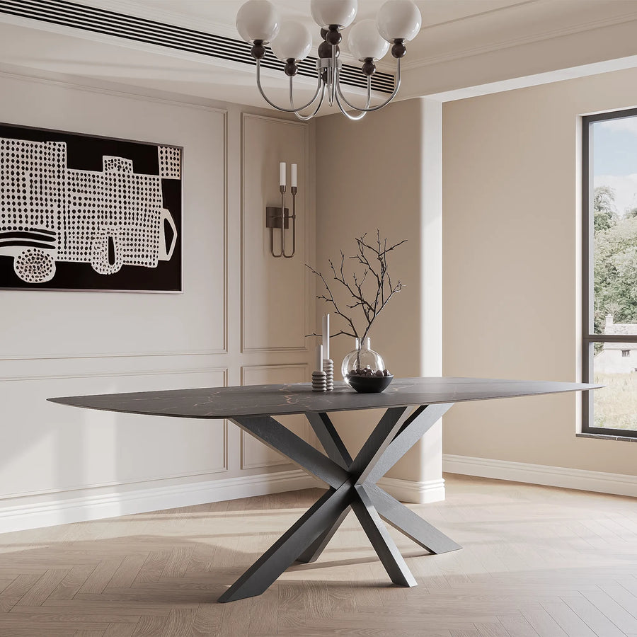 Deens ovale stenen eettafel met blad van Dekton Laurent