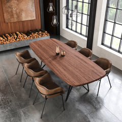 Deens ovale eiken eettafel in de kleur Chocolate, massief eiken blad