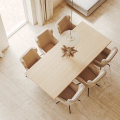 Rechthoekige eiken eettafel in de kleur Natural, massief eiken blad
