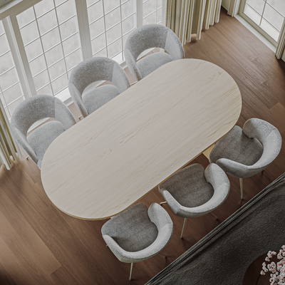 Eiken Tafel Halfrond White 5%