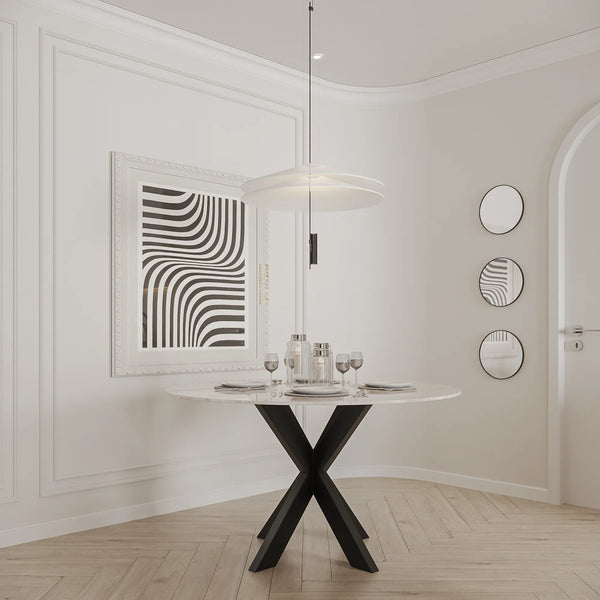 Ronde keramische eettafel Travertin