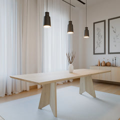 Rechthoekige eiken eettafel in de kleur White 5%, massief eiken blad