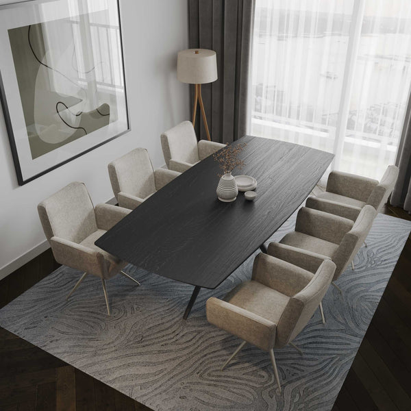 Deens ovale eiken eettafel in de kleur Deep Black, massief eiken blad